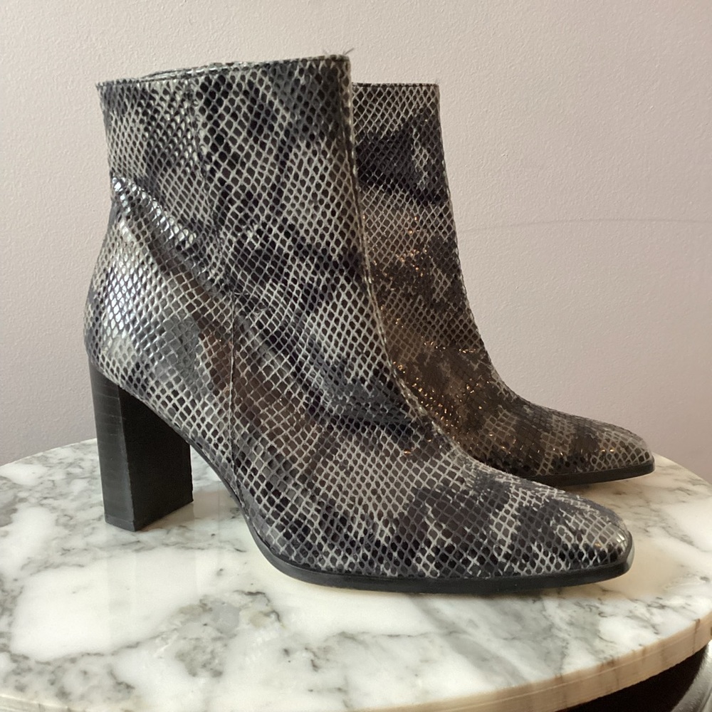 Coup d’etat snakeskin ankle boots